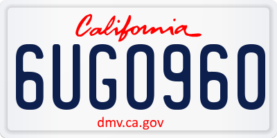 CA license plate 6UGO960