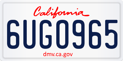 CA license plate 6UGO965