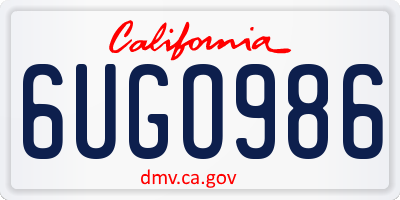 CA license plate 6UGO986