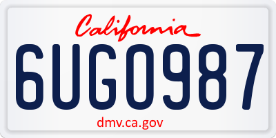 CA license plate 6UGO987