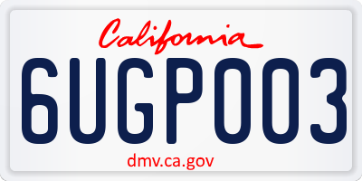 CA license plate 6UGP003