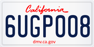 CA license plate 6UGP008