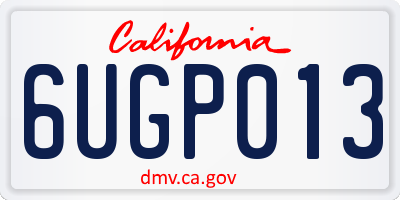 CA license plate 6UGP013