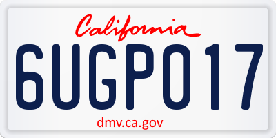CA license plate 6UGP017
