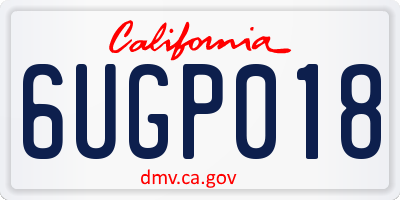 CA license plate 6UGP018