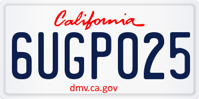 CA license plate 6UGP025