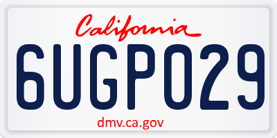 CA license plate 6UGP029