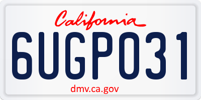 CA license plate 6UGP031