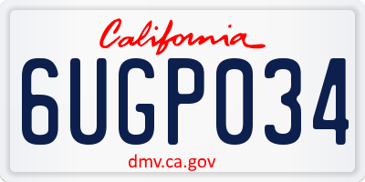 CA license plate 6UGP034