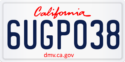 CA license plate 6UGP038