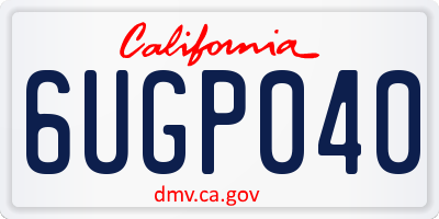 CA license plate 6UGP040