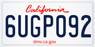 CA license plate 6UGP092