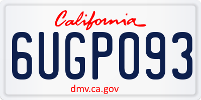CA license plate 6UGP093