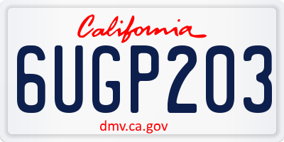 CA license plate 6UGP203