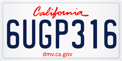 CA license plate 6UGP316