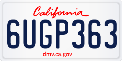 CA license plate 6UGP363