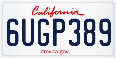 CA license plate 6UGP389