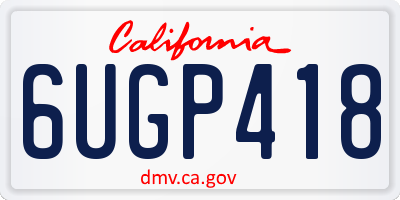 CA license plate 6UGP418