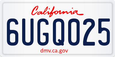 CA license plate 6UGQ025