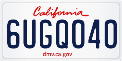 CA license plate 6UGQ040