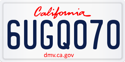 CA license plate 6UGQ070
