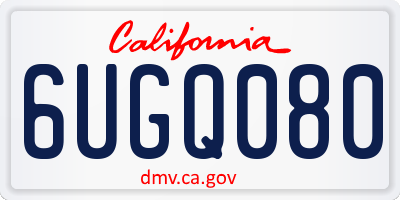 CA license plate 6UGQ080