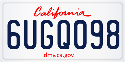 CA license plate 6UGQ098