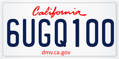 CA license plate 6UGQ100