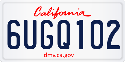 CA license plate 6UGQ102