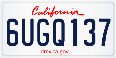 CA license plate 6UGQ137