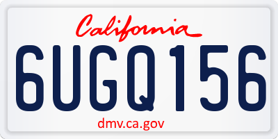 CA license plate 6UGQ156