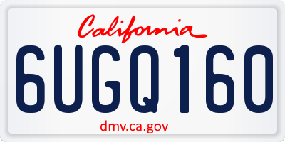 CA license plate 6UGQ160