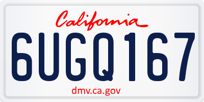 CA license plate 6UGQ167