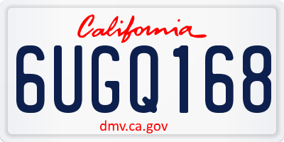 CA license plate 6UGQ168