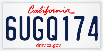 CA license plate 6UGQ174