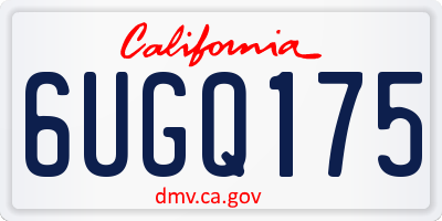 CA license plate 6UGQ175