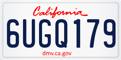 CA license plate 6UGQ179