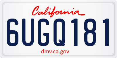 CA license plate 6UGQ181