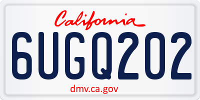 CA license plate 6UGQ202
