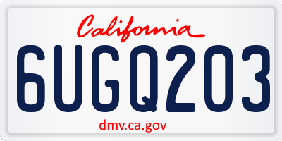 CA license plate 6UGQ203