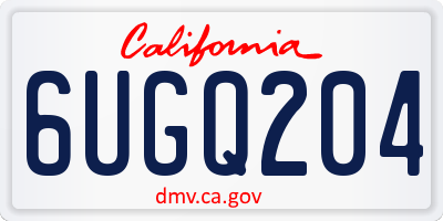 CA license plate 6UGQ204