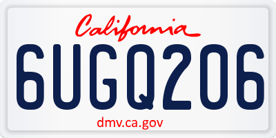 CA license plate 6UGQ206