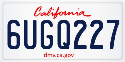 CA license plate 6UGQ227