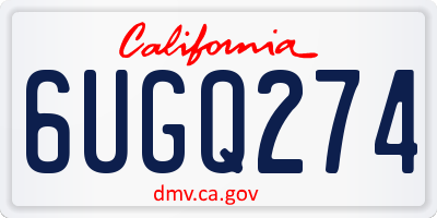 CA license plate 6UGQ274