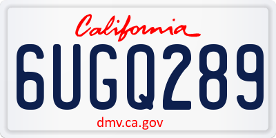 CA license plate 6UGQ289