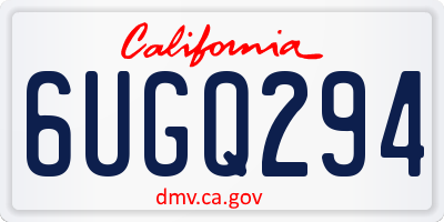 CA license plate 6UGQ294