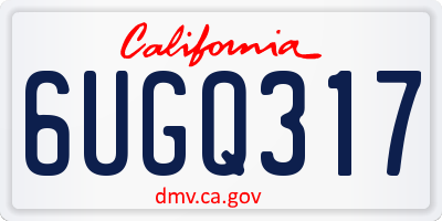 CA license plate 6UGQ317