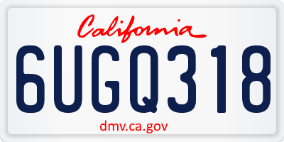 CA license plate 6UGQ318
