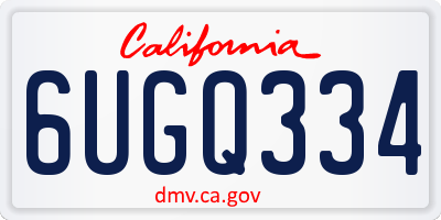 CA license plate 6UGQ334