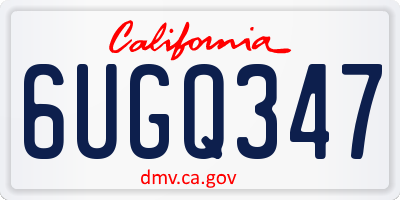 CA license plate 6UGQ347